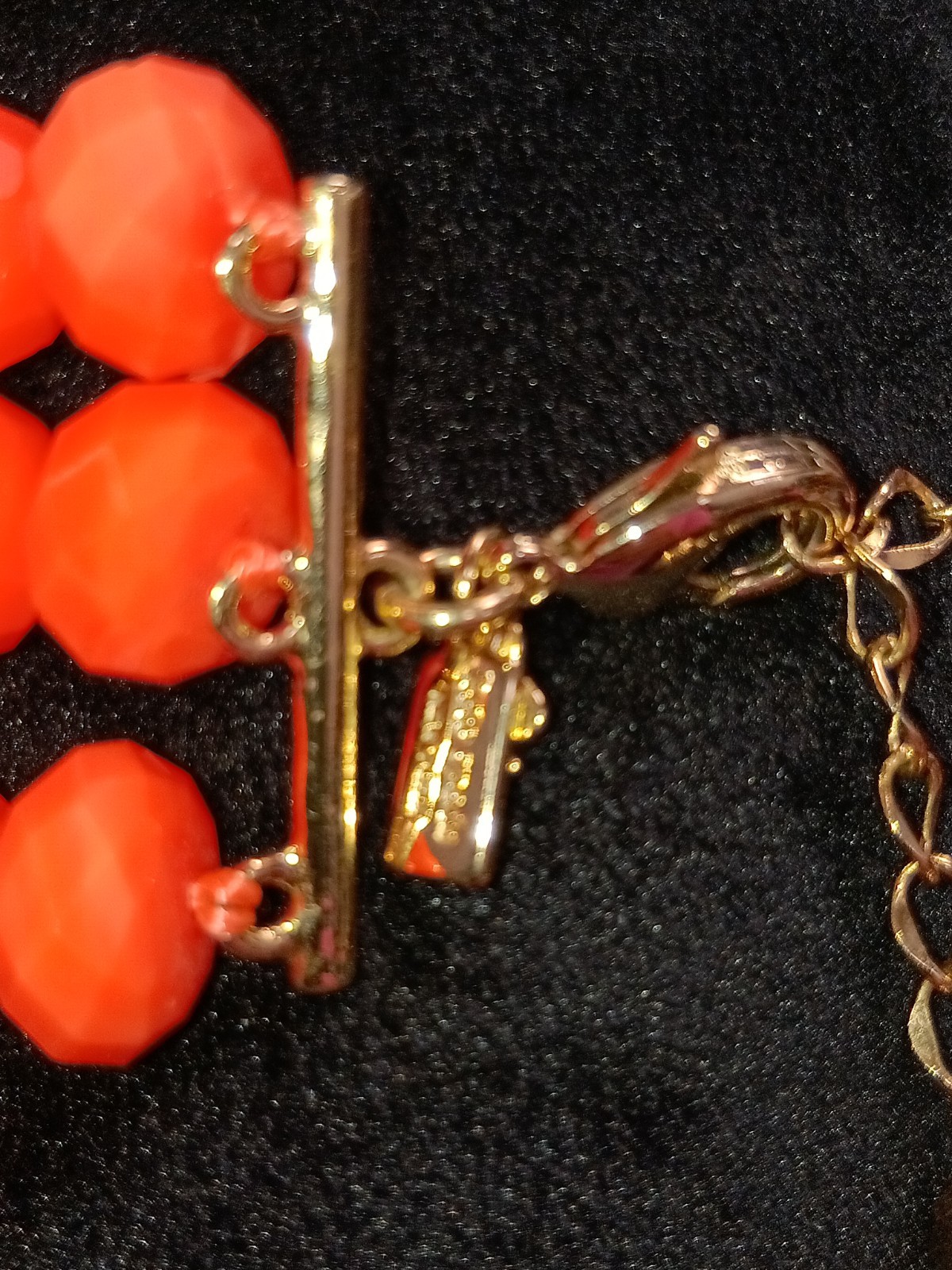 Kate Spade GIVE IT A SWIRL faceted bead 3 triple STRAND NECKLACE tangerine neon