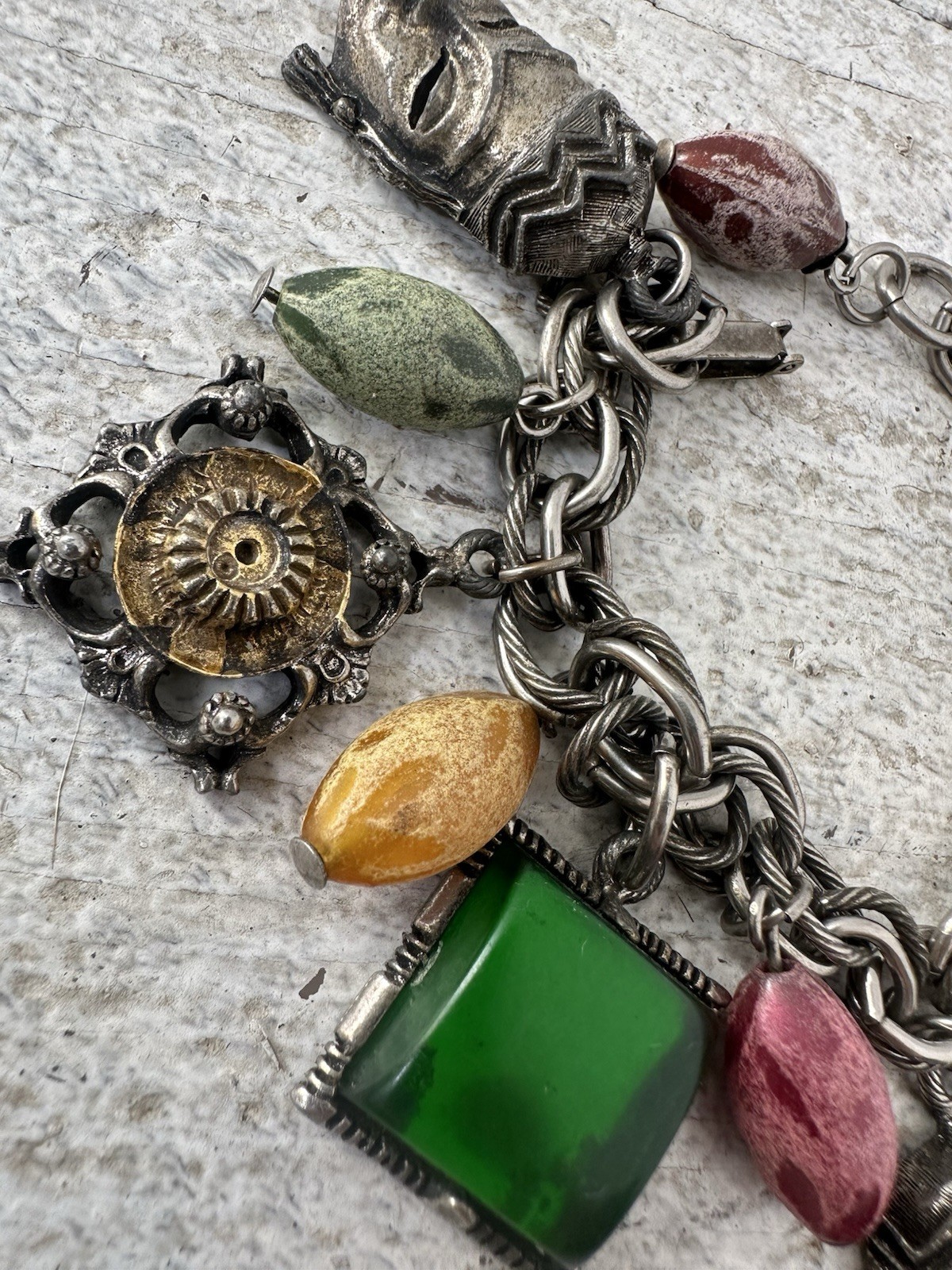 Vintage 60s Asian Inspired Face Charm Bracelet