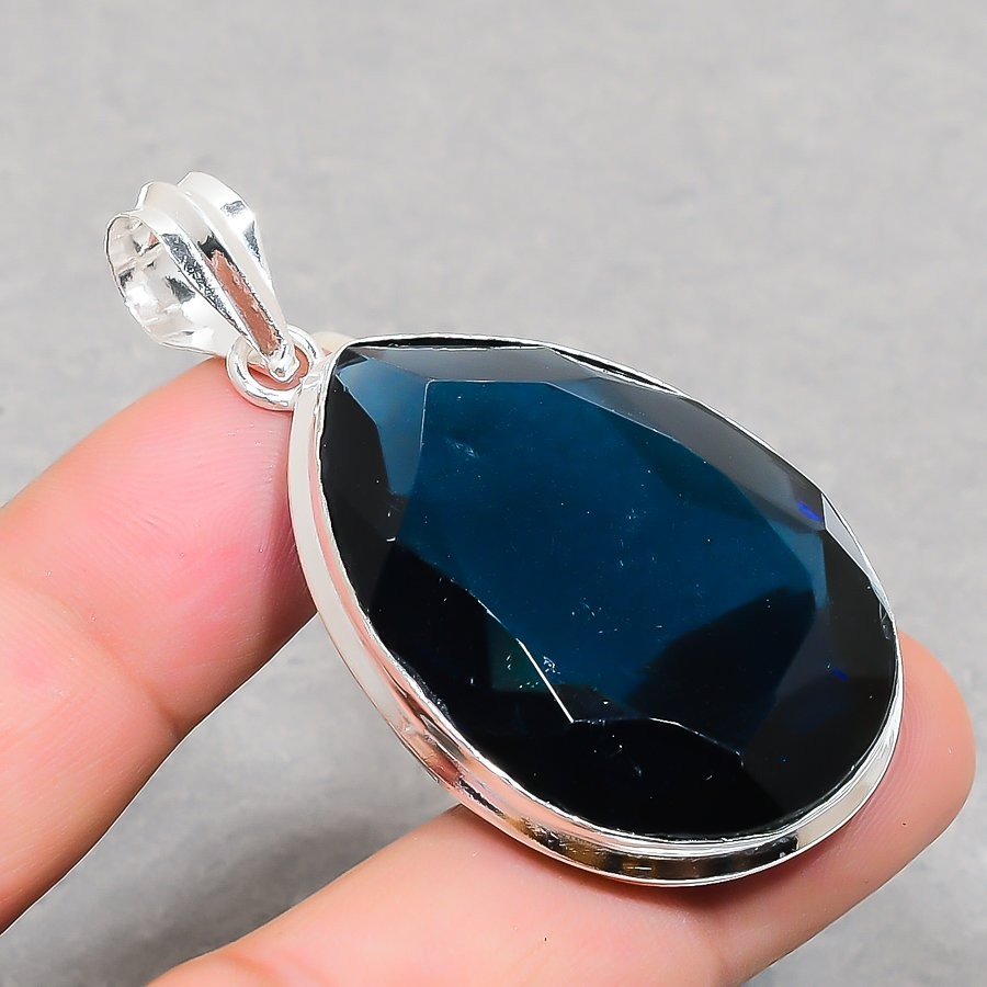 Faceted Iolite Pear Shape Gemstone Fashion Ethnic Jewelry Handmade Pendant 1.9″