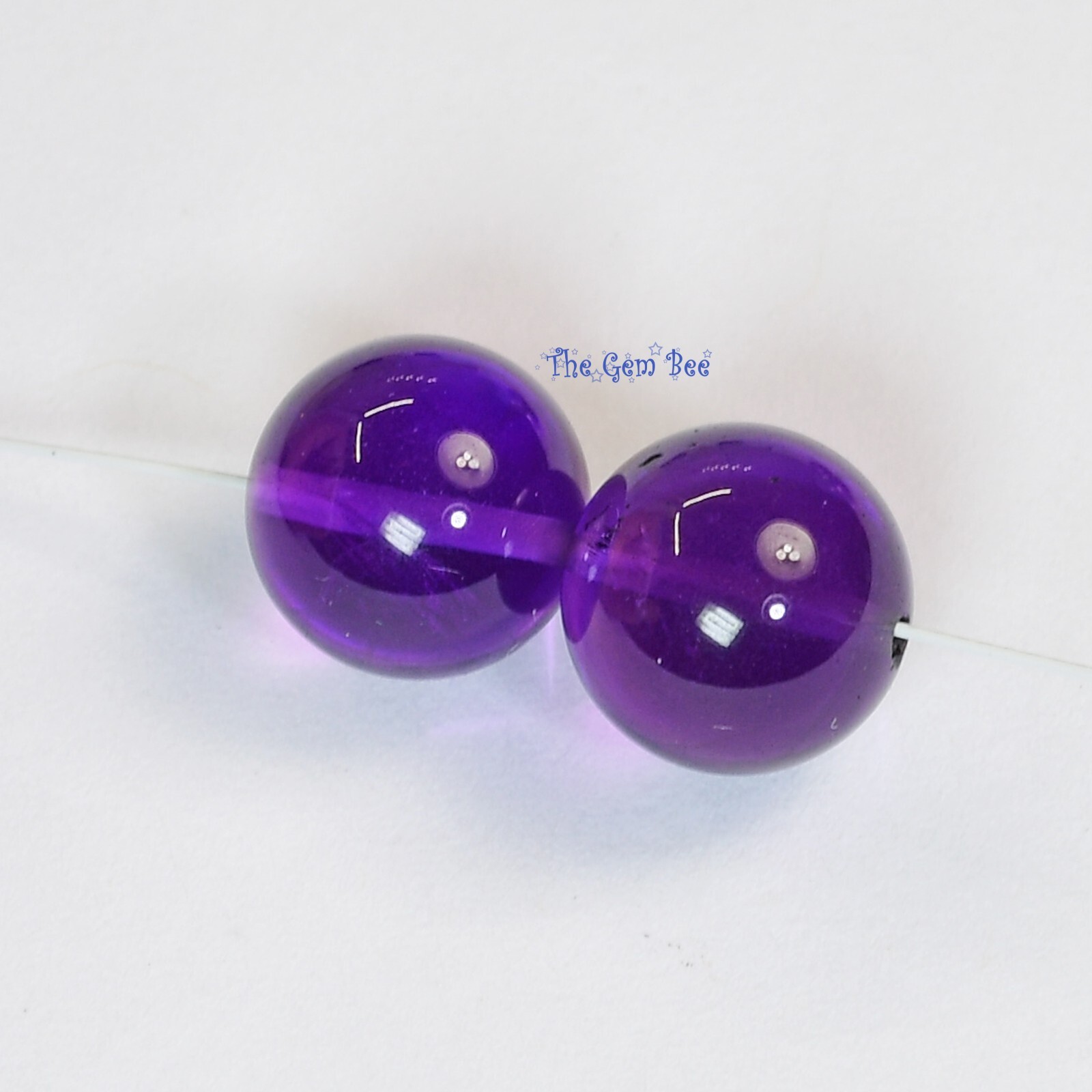 9mm Fine Gem African Purple Amethyst Smooth Sphere Round Rondelle Beads PAIR (2)