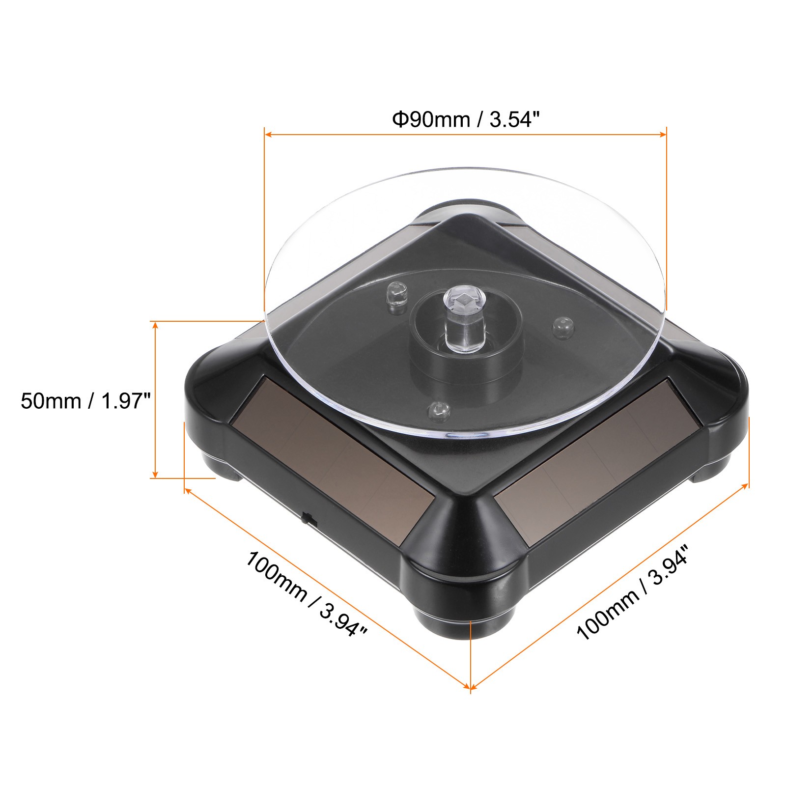 Solar Display Stand Turntable 360°Rotating Double Use LED Light ABS Black