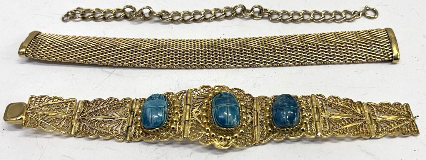 VTG Broken Golf filled 10K GF, Fuax Turquoise 12K GF , 14K GF Bracelets (98g)