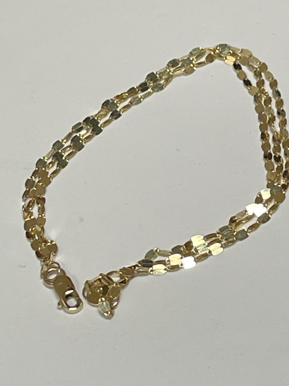 Italy 14K Gold Women’s 3- Row Mirror Bracelet Length 7-1/2 Lobster Clasp 7.5