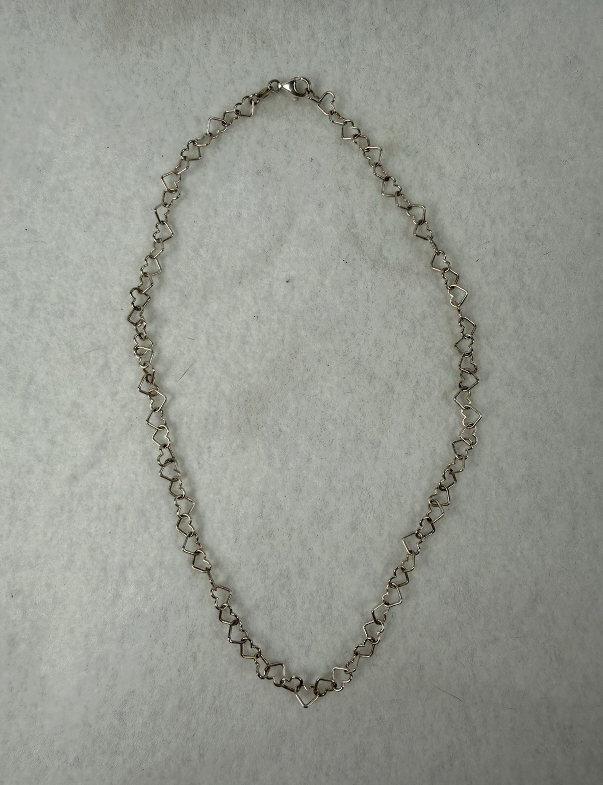 Milor Sterling Silver 925 Heart Link Chain Necklace, Lobster Clasp, 18in, Signed