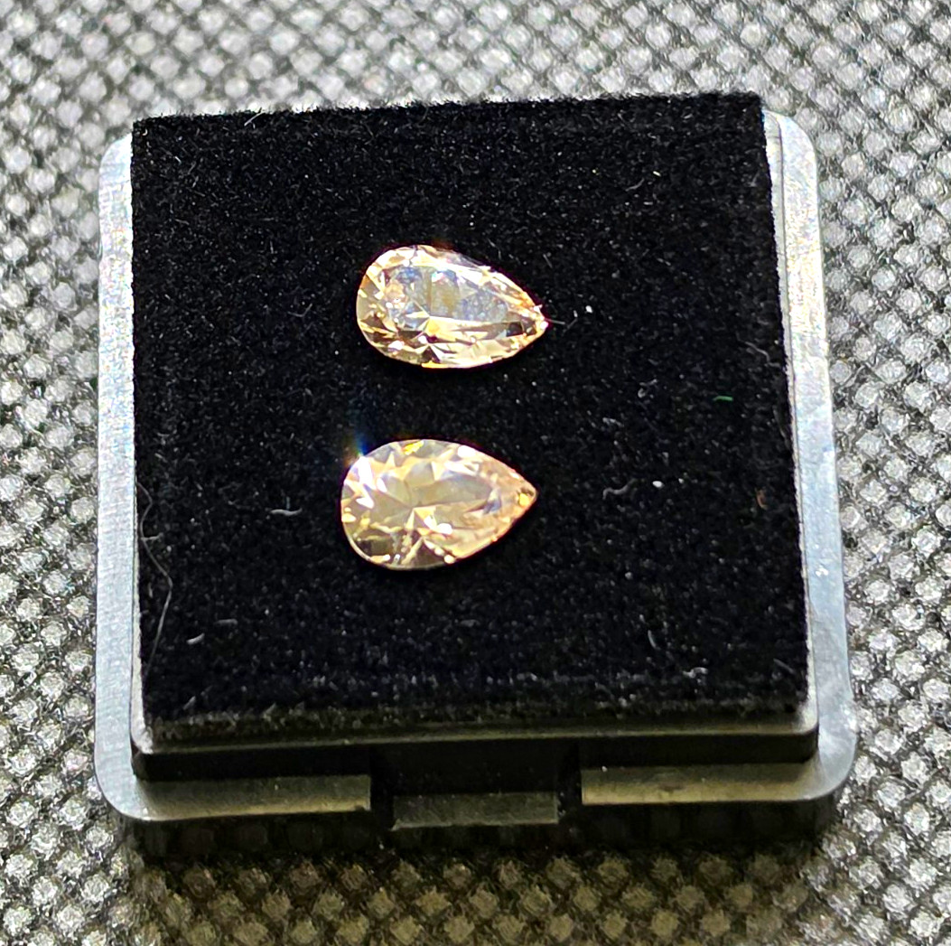 1.6ctw Champagne Katlang Imperial Topaz Pair Pear Cut Pakistan Prized Collectors