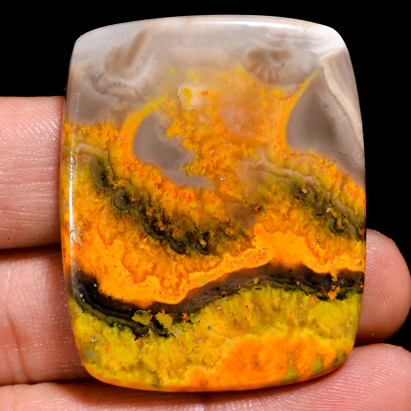 86.95 Ct Natural Bumble Bee Jasper Cushion Cabochon 33x41x5 mm Gemstone lp-90