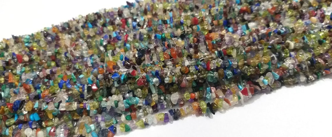 A+++ Nature Rainbow Multi Smooth Uncut Chips Gemstone Beads Strand 12” Jewelry