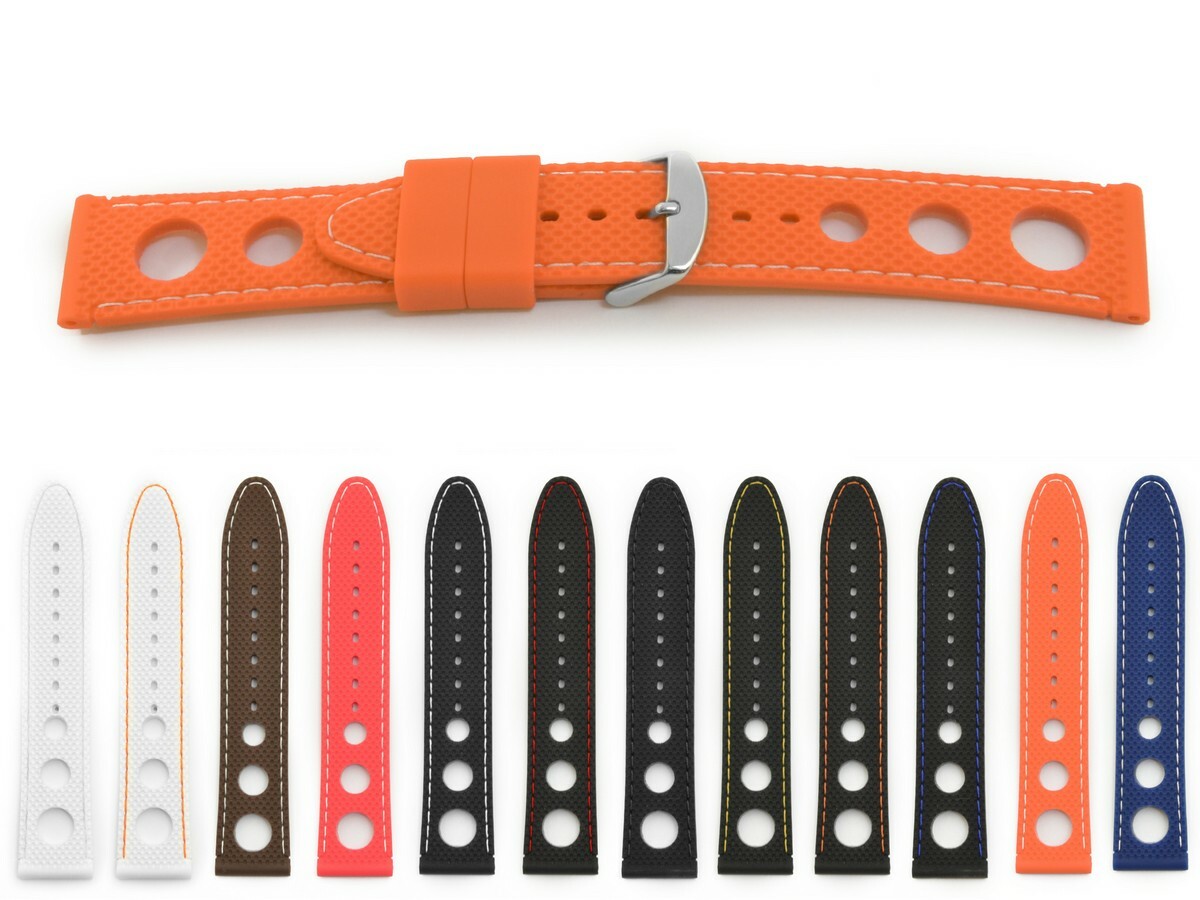 WATCH STRAP SILICON RUBBER TRAVELLER RALLY WATERPROOF 18 , 20, 22, 24MM US