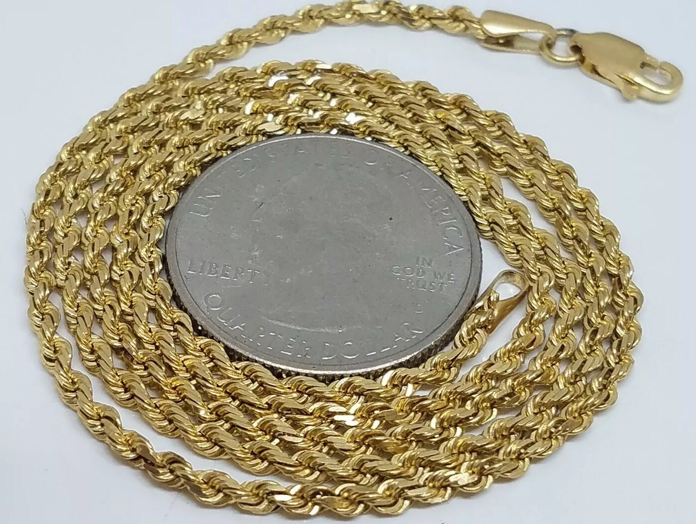 GOLD Rope chain 14k SOLID real yellow 10.4g 2.5mm 22″ (ask 16 18 20 24 )