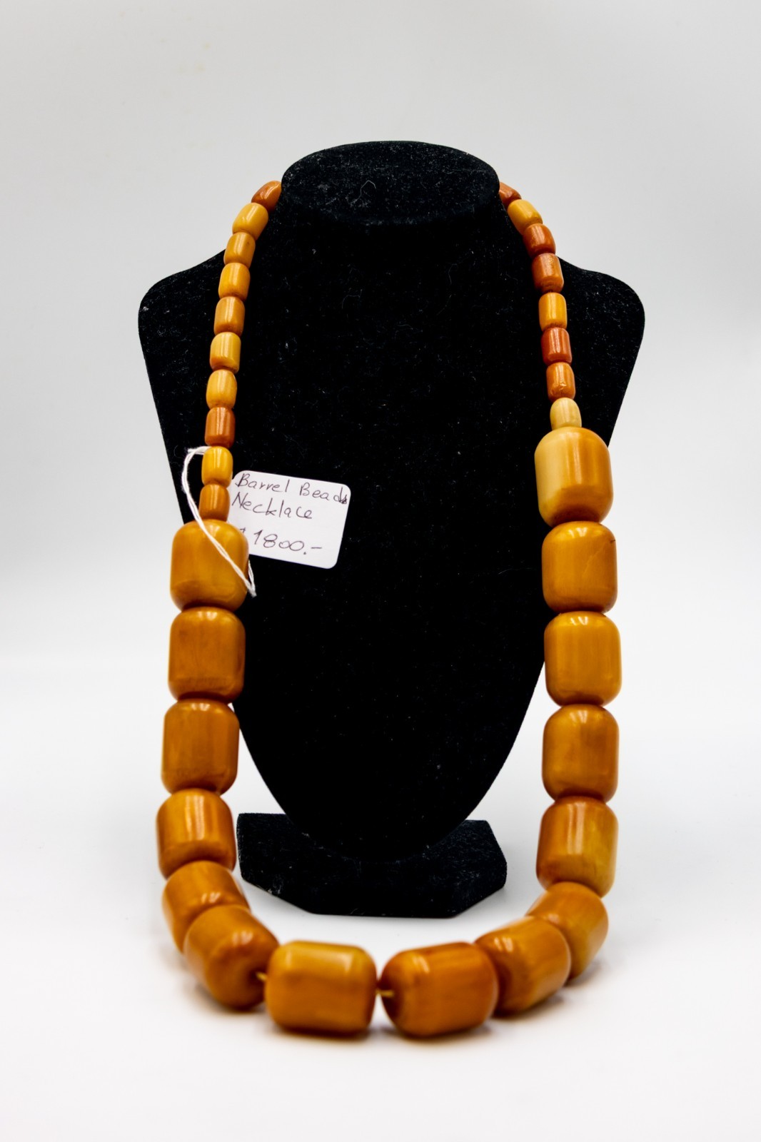 Vintage Butterscotch Bakelite Barrel Beaded Necklace