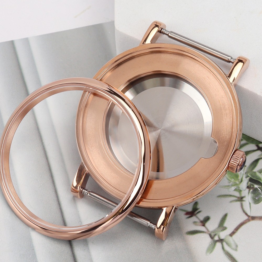 Sapphire 40mm Vintage Watch Case Rose Gold 316 Steel 10ATM For ETA 2824 Movement