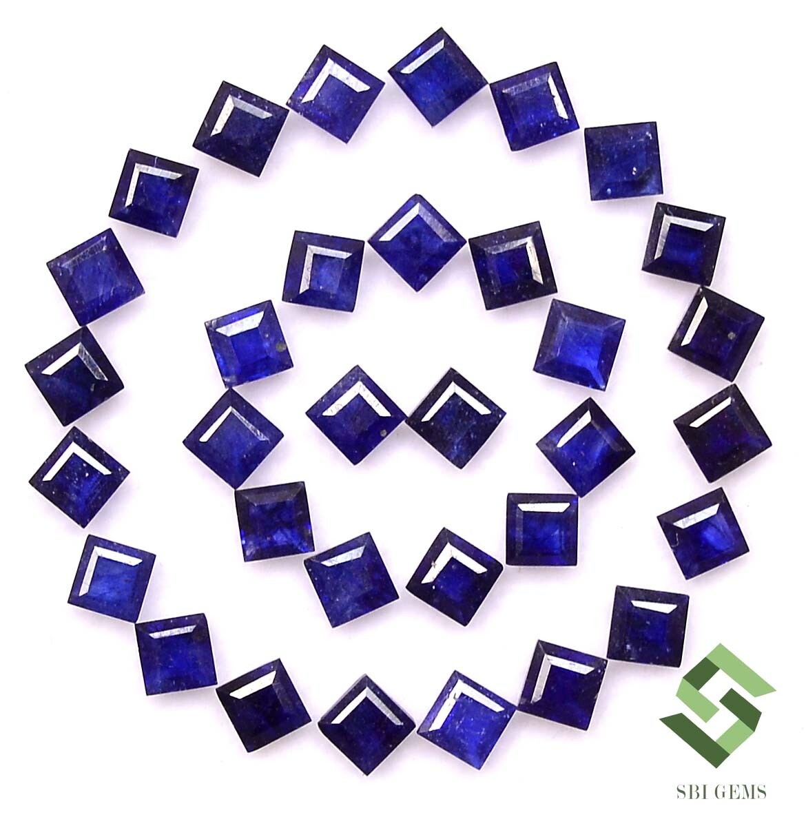 3×3 mm Natural Blue Sapphire Square Cut Lot 35 Pcs 10.09 CTS Loose Gemstones GF