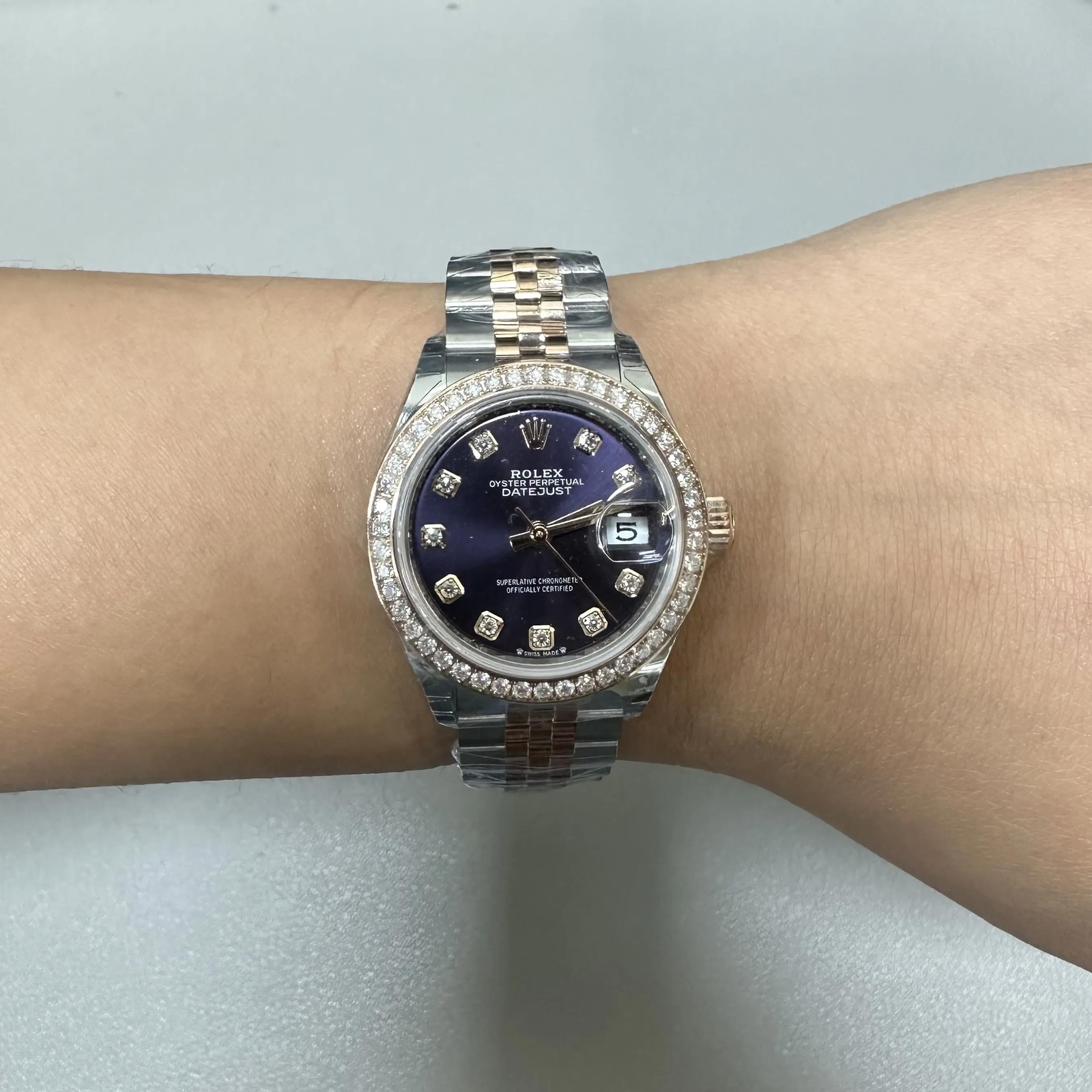 2023 New Rolex 279381RBR 28mm Aubergine Diamond Dial Lady Rose Gold Steel Watch