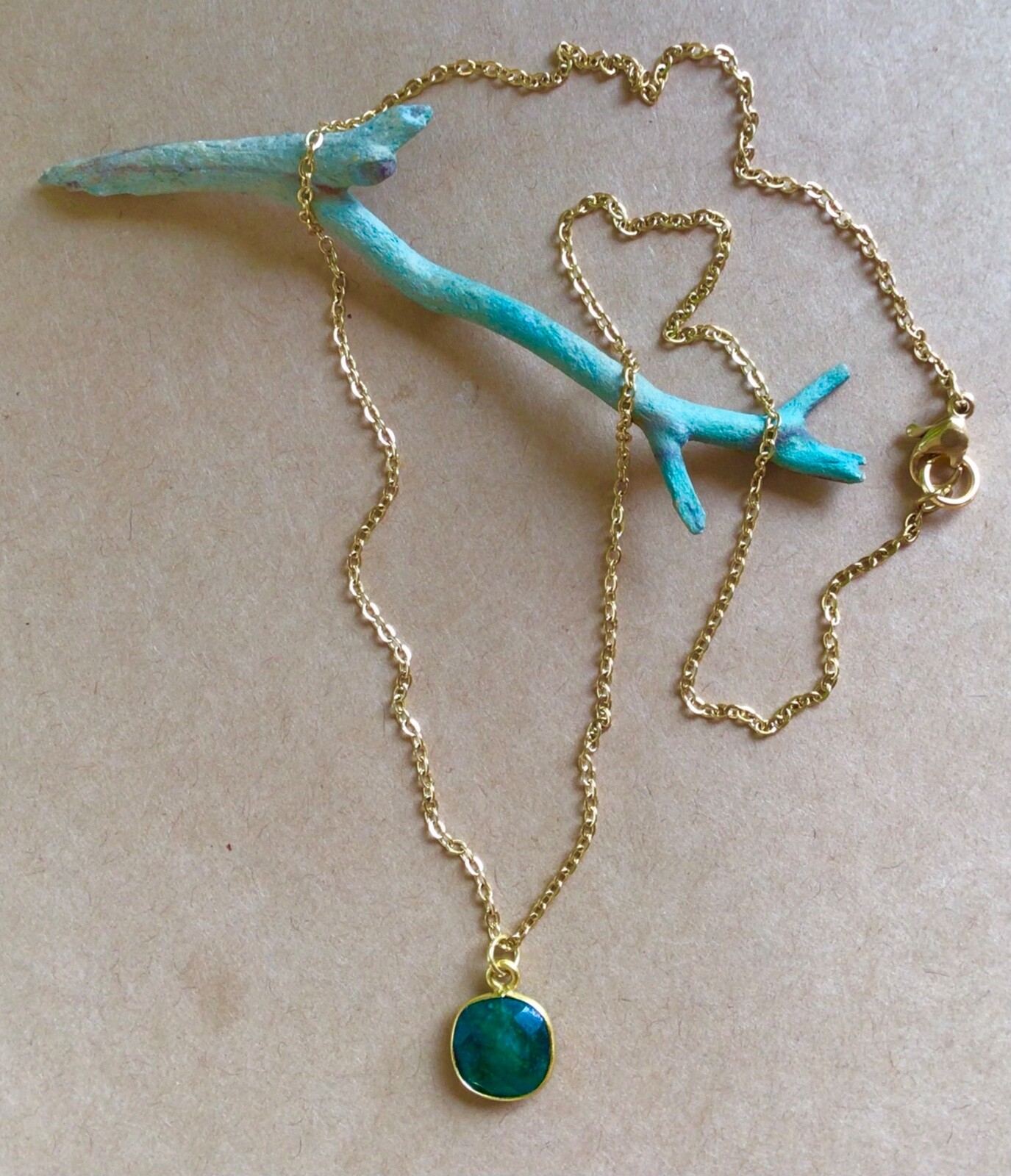 NEW HANDMADE SUNDANCE CHARM NECKLACE HANDCRAFTED GOLD PLATED GEMSTONE JEWELRY