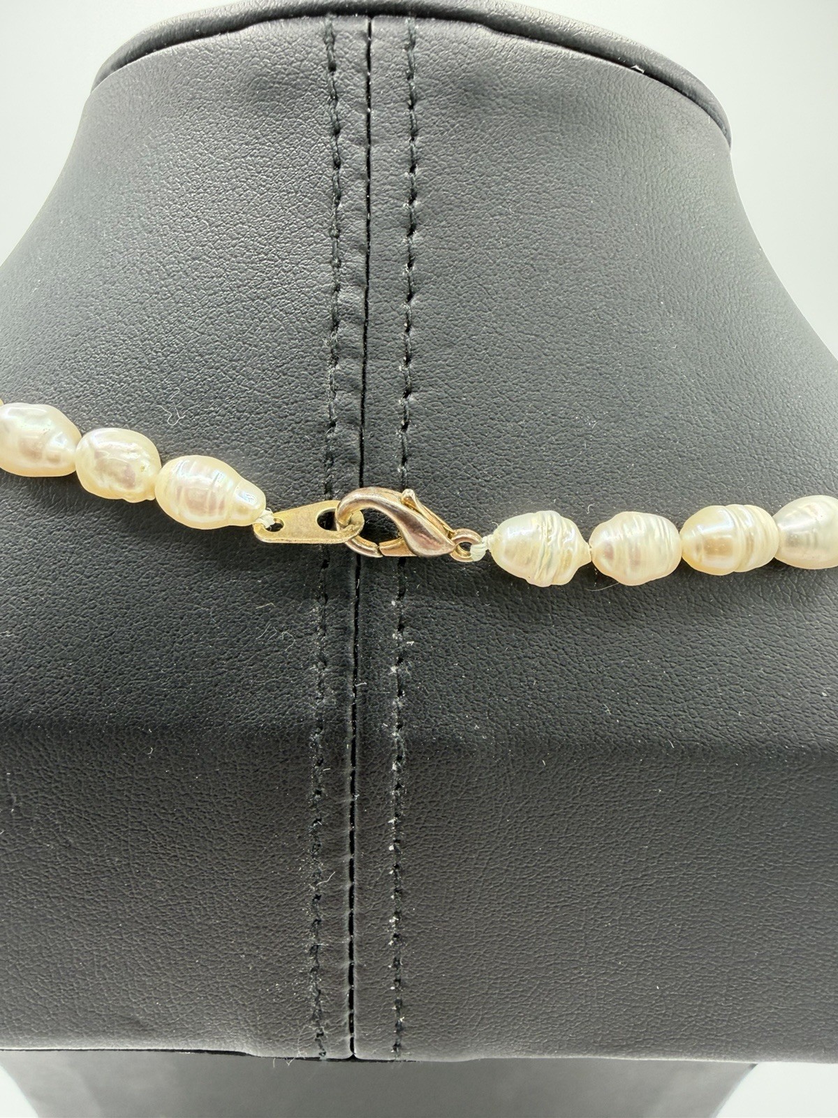 Vintage Baroque Pearl Necklace Strand Large White / Cream Genuine Pearls 19”