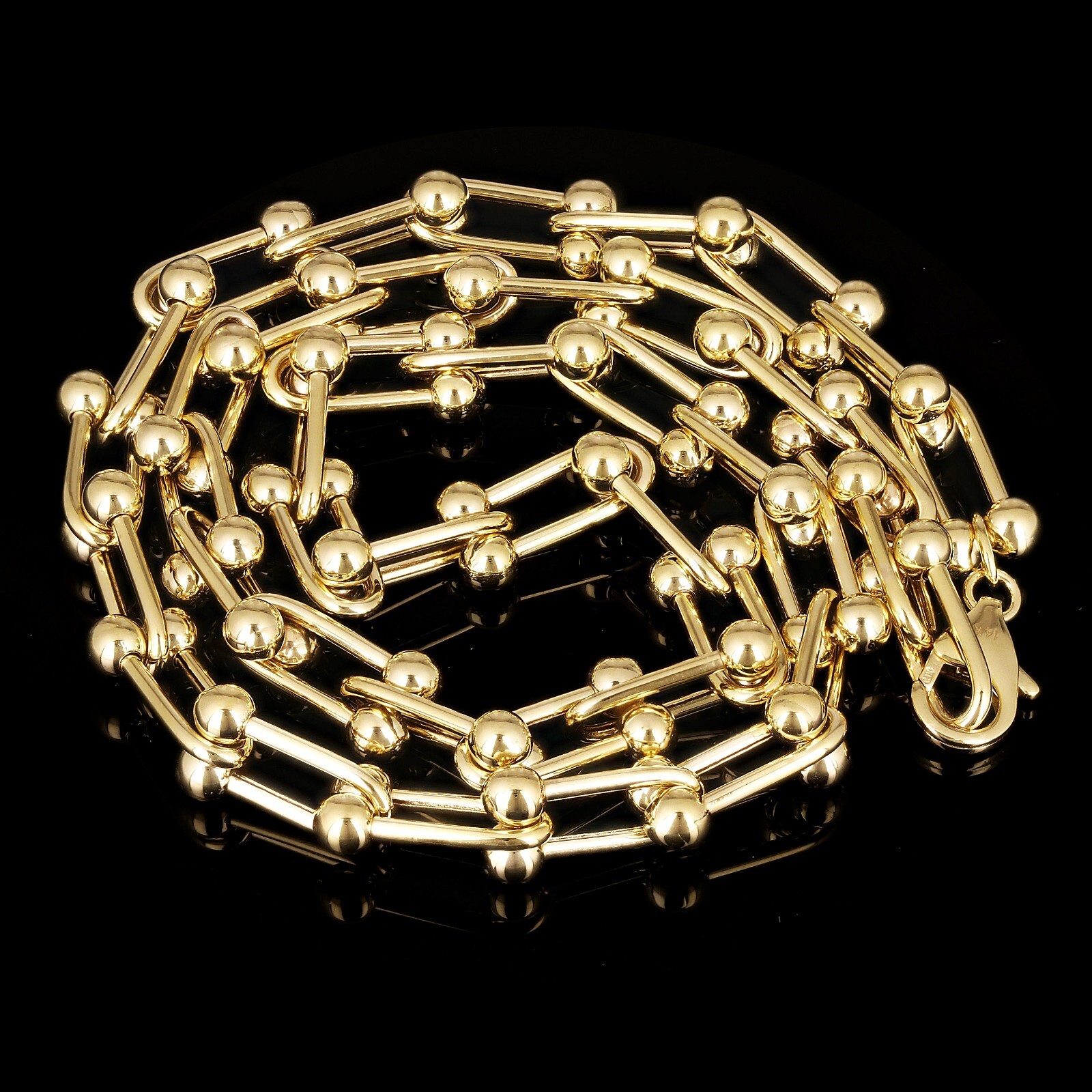 Italian 14k Yellow Gold Semi-Solid U-Link Chain Necklace 17.75″ 8mm 17.8 grams
