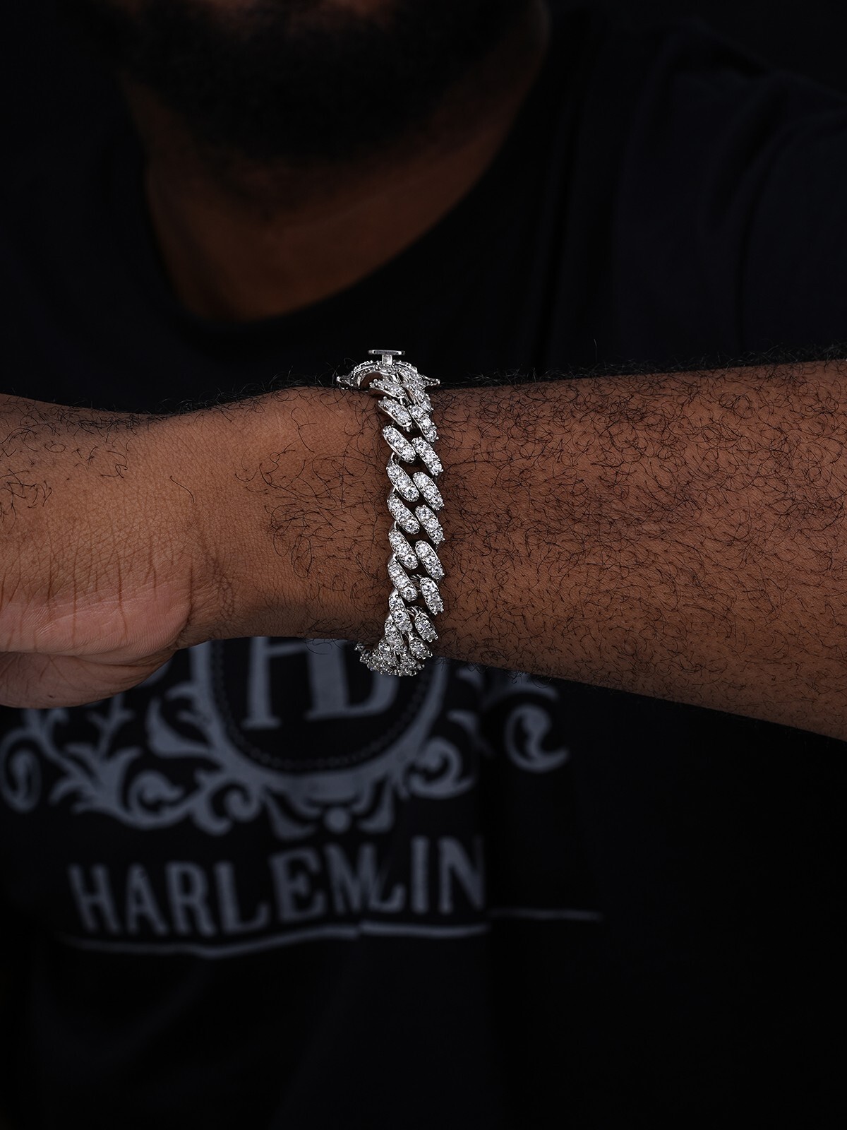 925 Silver Mens Miami Cuban Bracelet Real Iced Moissanite Passes Tester HEAVY