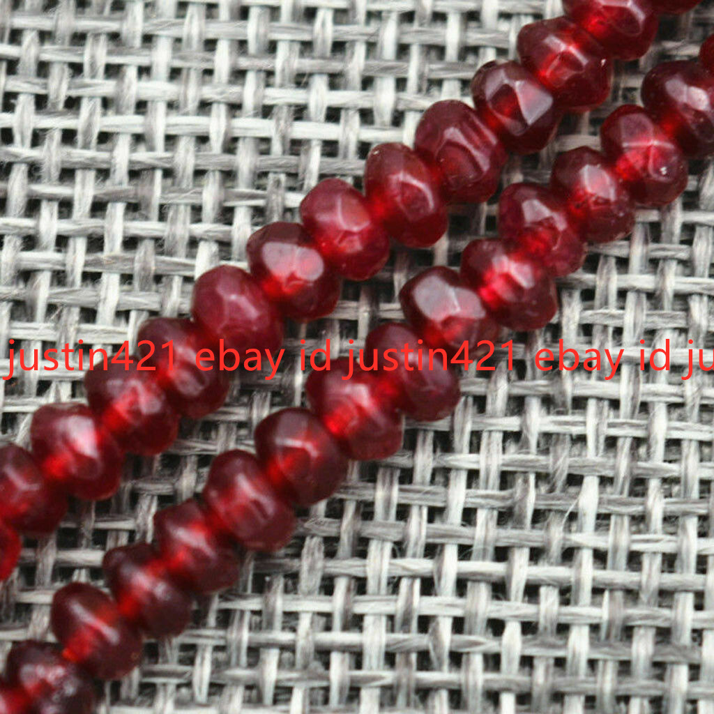 2x4mm Faceted Dark Red Garnet Roundel Gemstone Beads Necklace 14-30”