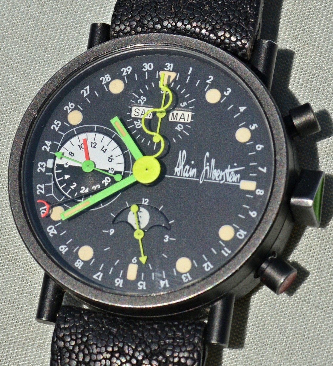 Very Rare Alain Silberstein Krono 1 Black PVD Steel Limited Edition Bauhaus