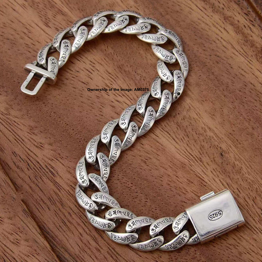 Real 925 Sterling Silver Bracelet 11.5mm Curb Link Men’s Bracelet 7.48-8.26inch