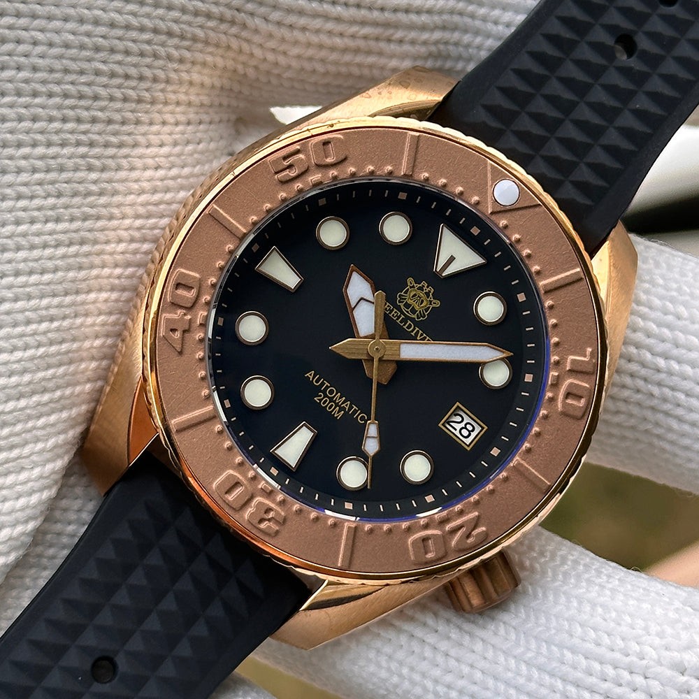 STEELDIVE SD1971S Mens Bronze 90mm 200M Automatic Dive Watch NH35 Sapphire