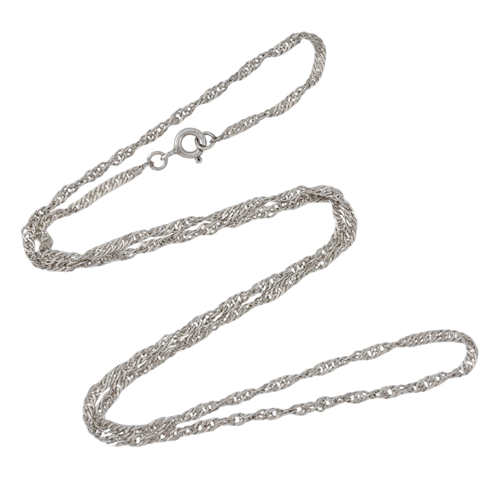 Vintage Sterling Silver 925 Singapore Chain Necklace 21.5″