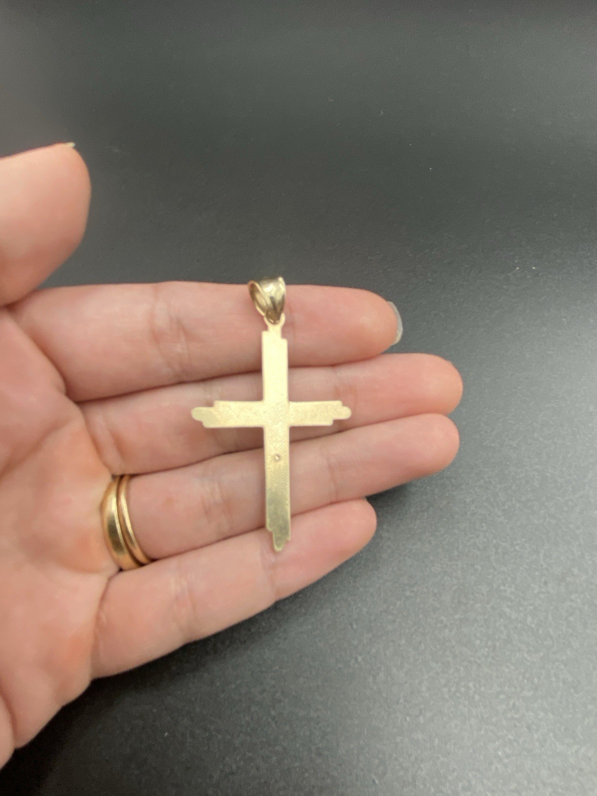 14k Solid Yellow, Rose & White Gold tri-color Crucifix Pendent 2.92g