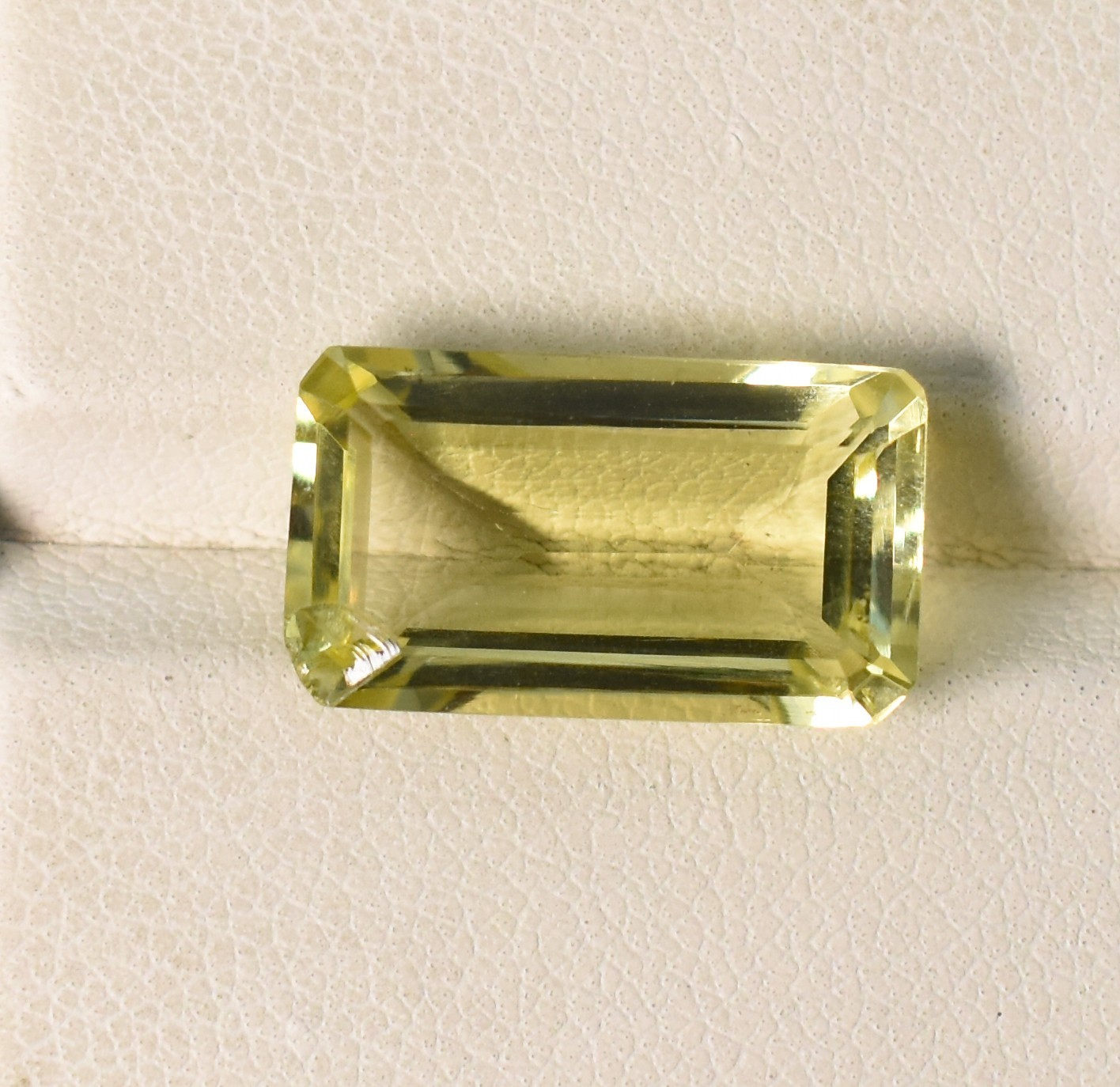 Natural Lemon Quartz Octagon Emerald Cut Gemstone 16.5X9.5X6 MM 7.15 Cts