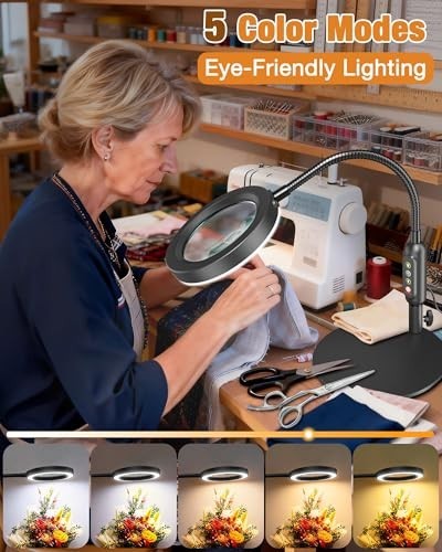 Magnifying Glass with Light 30X 10X LED Stepless Dimmable 5 Colors Gooseneck