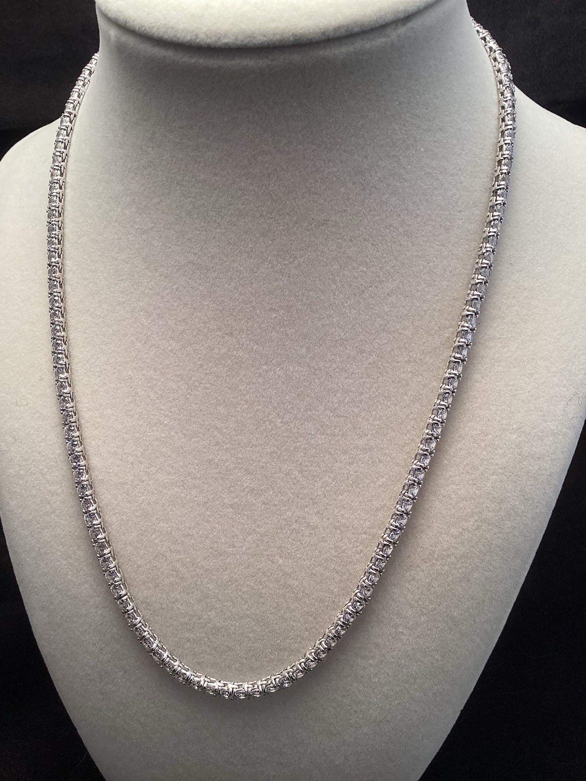 Sterling Silver Fusion Creations TENNIS Necklace 18” Cubic Zirconia 3mm Necklace