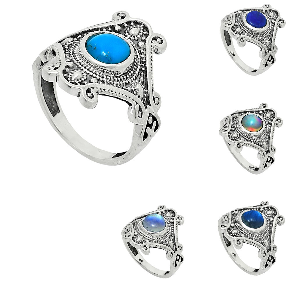 Ethnic Gemstone Silver Ring | Artisan 925 Sterling Handmade Jewelry AGR1027