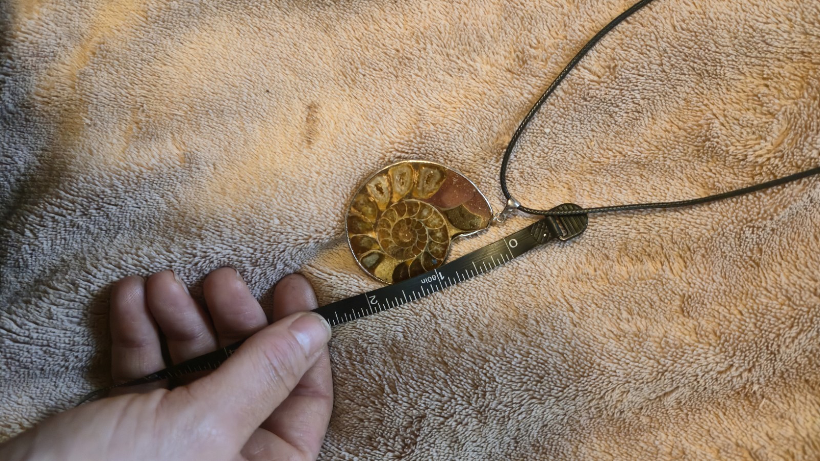 Genuine Ammonite Fossil Pendant Sterling Silver Sliced Polished Crystal Agate