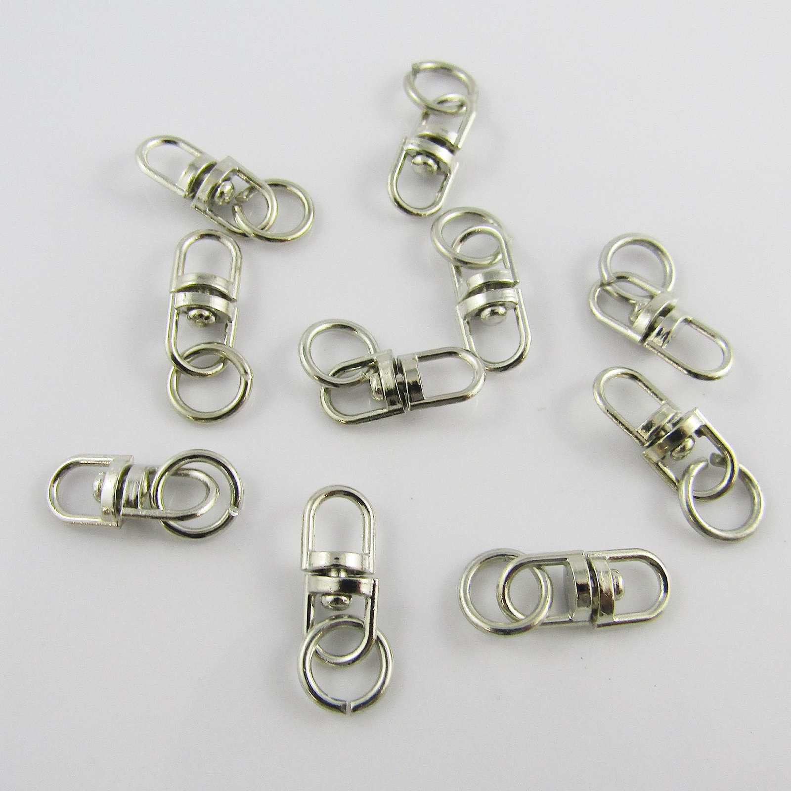Bulk Double Eye Alloy Swivel Clasp Finding Platinum Iron 15.5×6.5mm Pack of 20