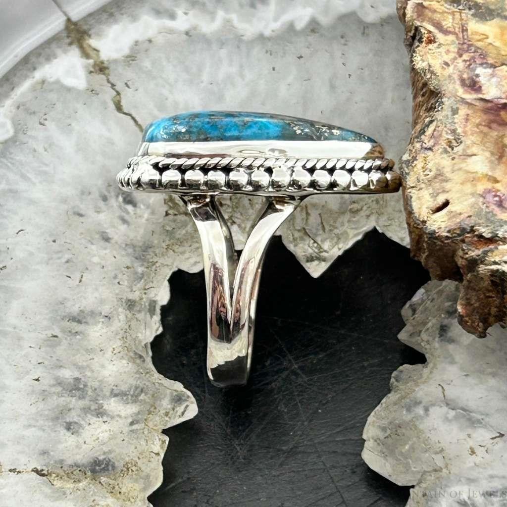 Sterling Southwestern Style Teardrop Shattuckite Decorated Ring Sz 6.5 For Women