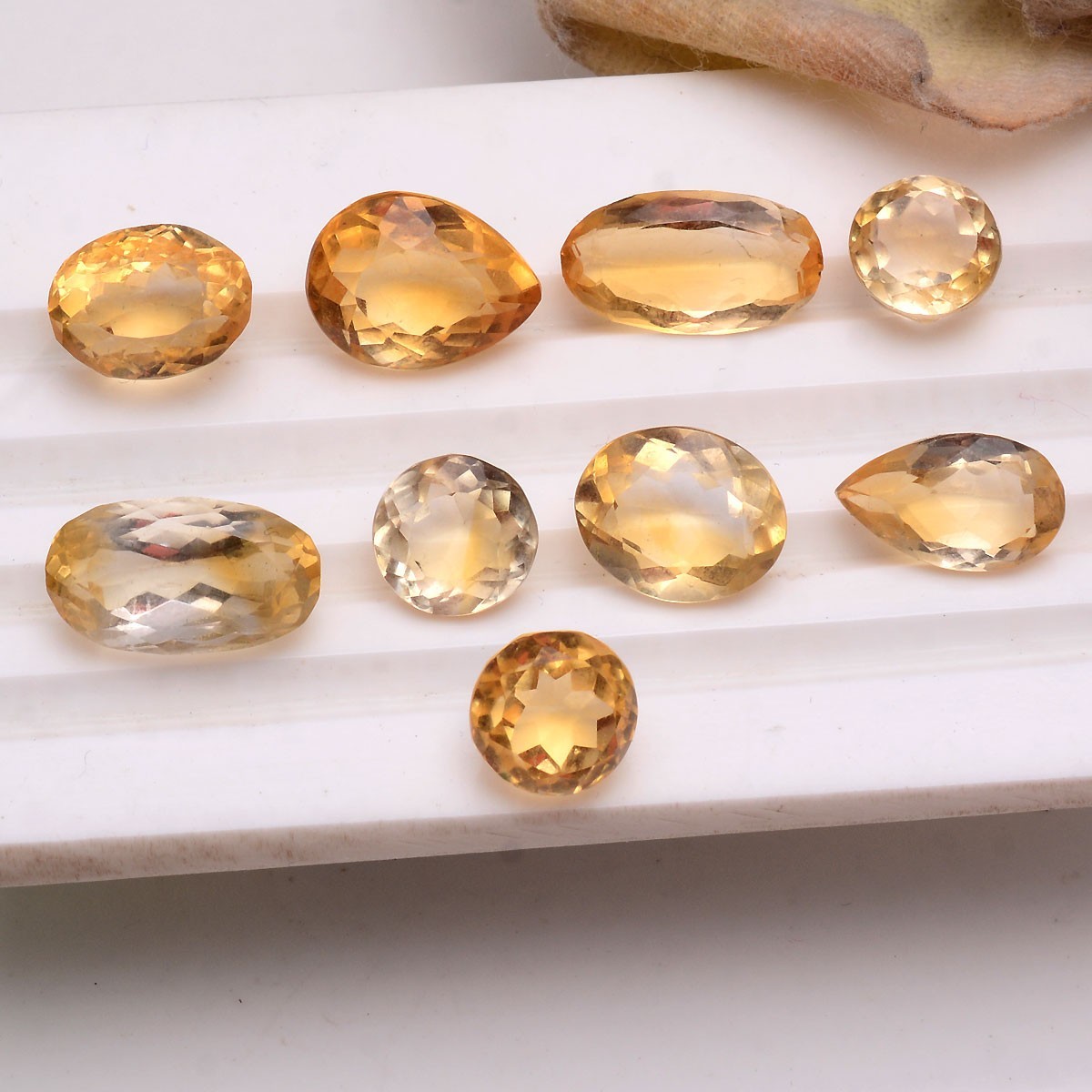 Set Of 9 Pcs Natural Golden Citrine 8mm-15mm Mix Faceted Cut Loose Gemstones Lot