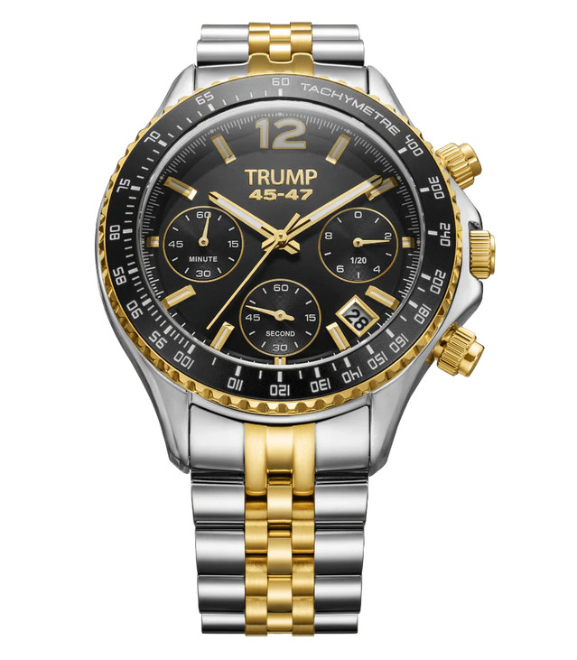 DONALD TRUMP 45 47 FIGHT CHRONOGRAPH Watch GOLD SILVER BLACK # /2000 FATHERS DAY