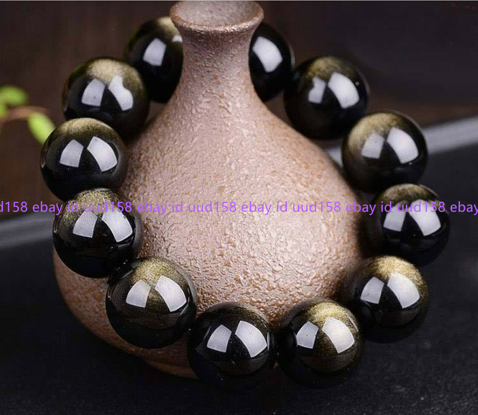 12/14/16/18/20mm Natural Gold Obsidian Round Gemstone Beads Bracelet 7.5” 8″AAA