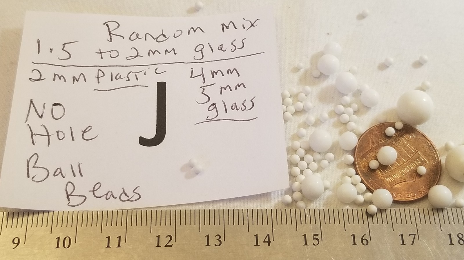 Vtg No Hole Mix White Glass & Plastic Ball Bead Jewelry Repair Craft Rhinestone