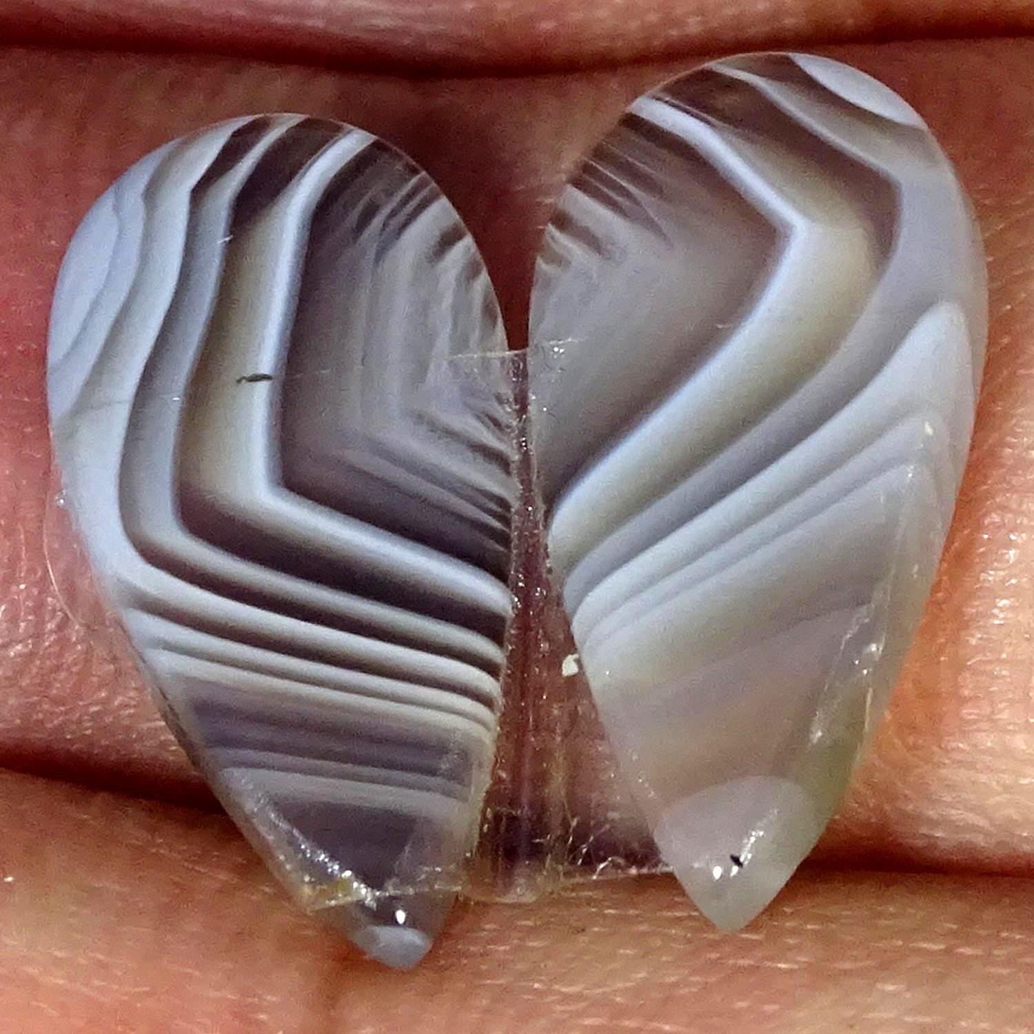 8.40Cts 100% Natural Botswana Agate Pair Pear Cabochon Gemstone 9X17X3MM