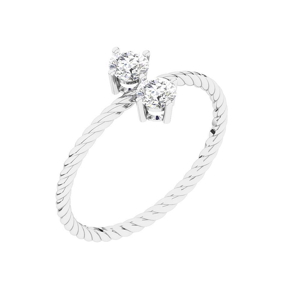 SI1 G 0.50Ct Natural Diamond Forever Us Two Stone Engagement Ring 14K White Gold