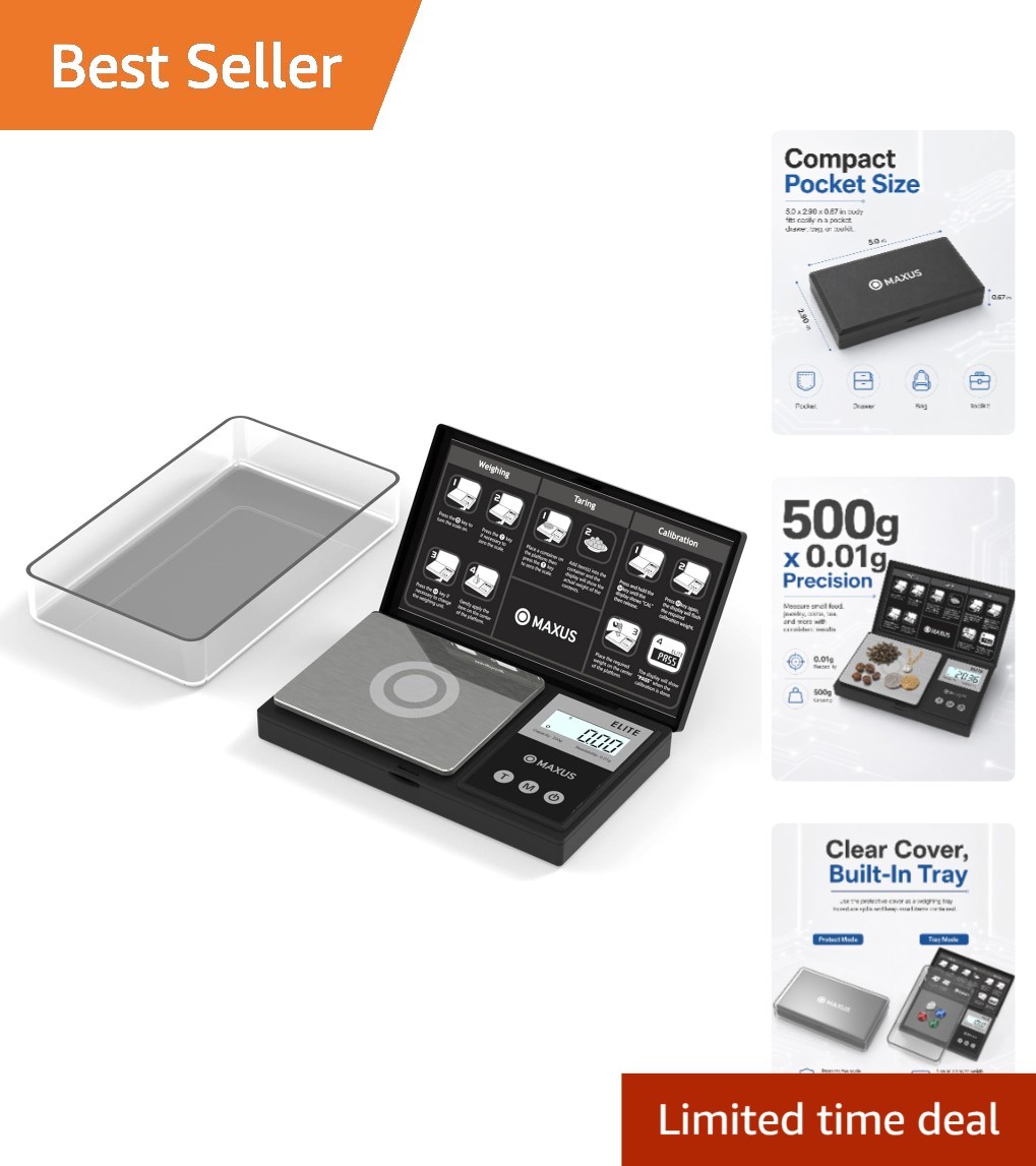500g x 0.01g Digital Pocket Scale | Compact, Accurate Weighing for Jewels & Food