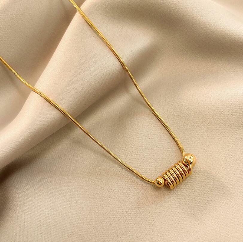 Punk Ring Spring Gold Titanium Pendant Chain Necklace
