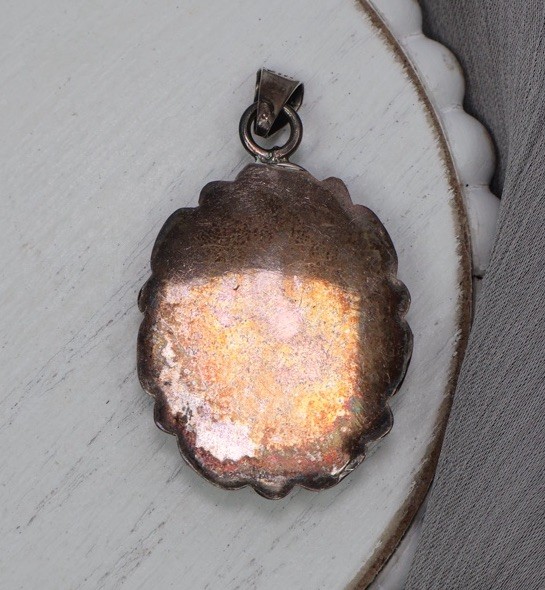 Vintage Mexico Sterling Silver Turquoise Pendant 7.91G/1.8in