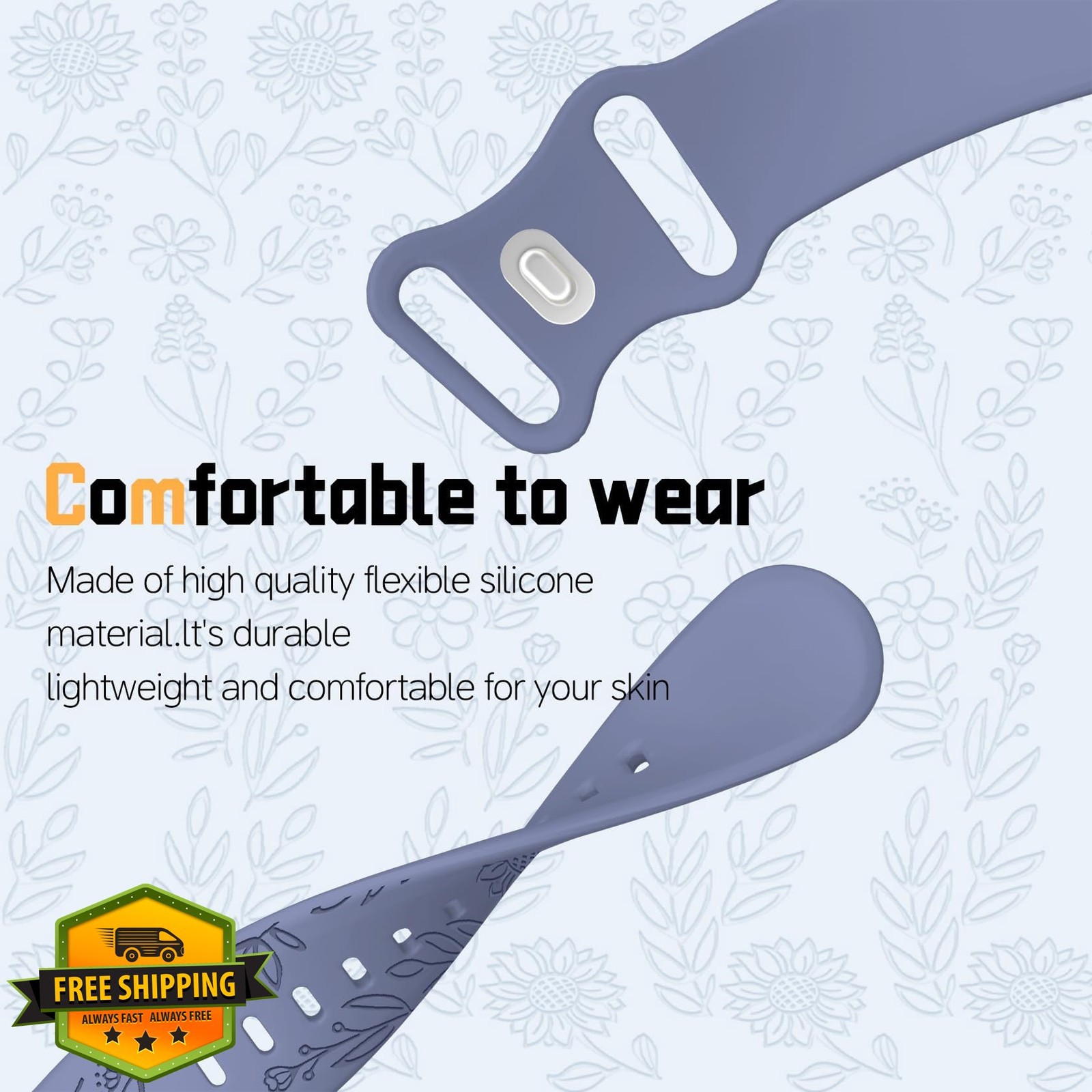 HQzon Sunflower Silicone Band Blue Gray 18mm for Garmin Venu 3S