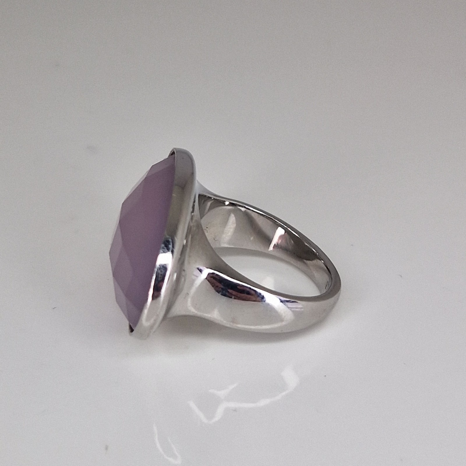 Calvin Klein Continuity Two Tone Size P 1/2 Pink Faceted Oval Silver Tone CK
