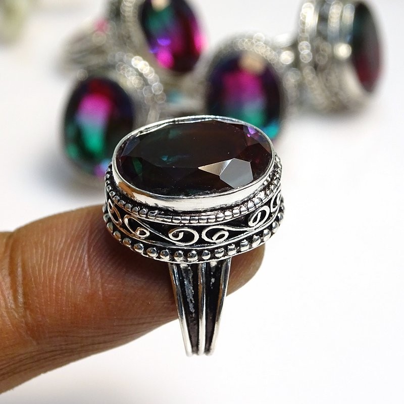 Watermelon Tourmaline 925 Sterling Silver Oval Gemstone Vintage Ring 6″ PG 2359
