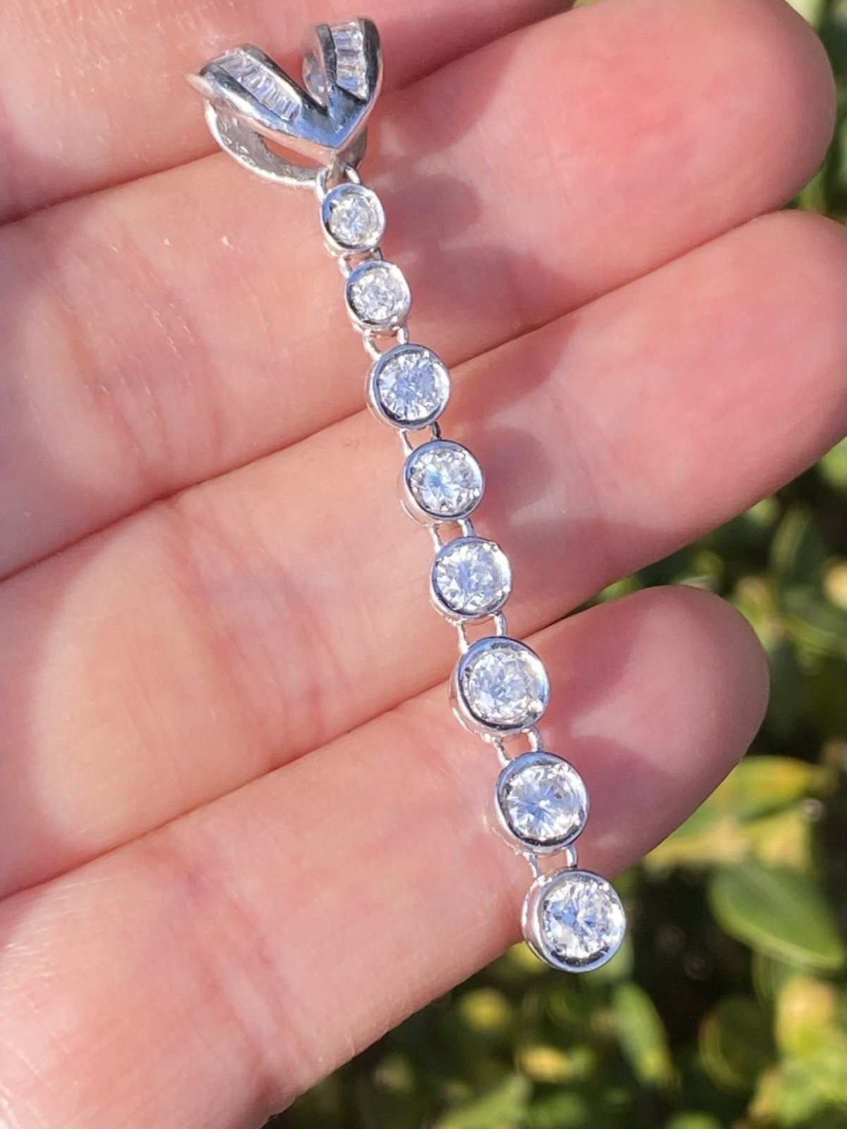 1.00CTW 100% Natural Round Diamond Drop Platinum Pendant