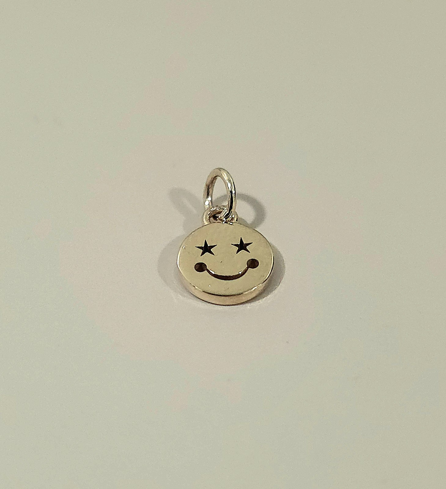 14k Yellow Gold Smilley Face Emoji Charm With Stars