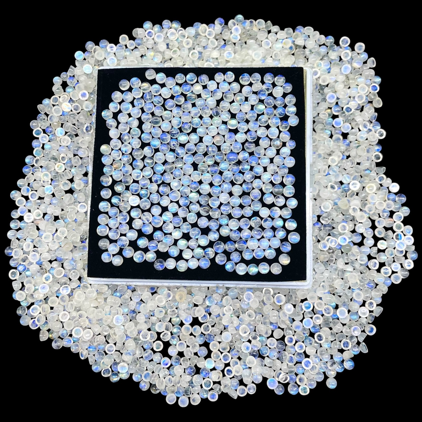 200 Pcs Natural Rainbow Blue Moonstone 4mm Round Loose Cabochon Gemstones Lot
