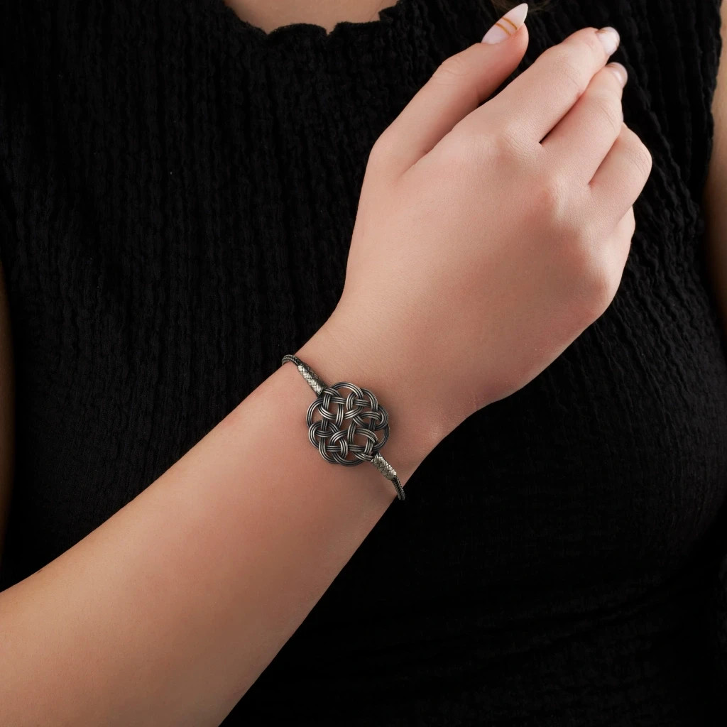 999 Silver Bracelet For WoMen, Hand Braided Bracelet, Oxidized Silver Bracelet